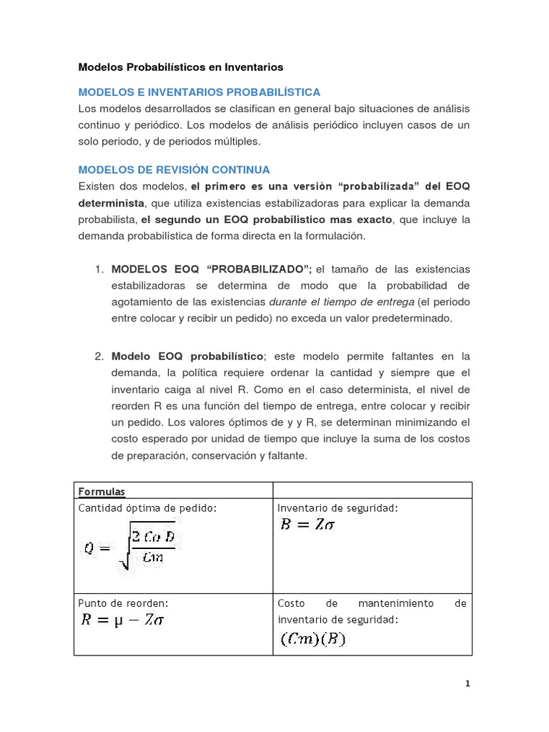 Modelos Probabilisticos en Inventarios | PDF | Inventario | Matemáticas  Aplicadas