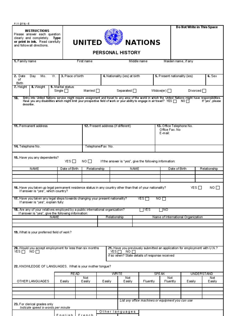 United Nations: Personal History | PDF | Academic Degree | Employment