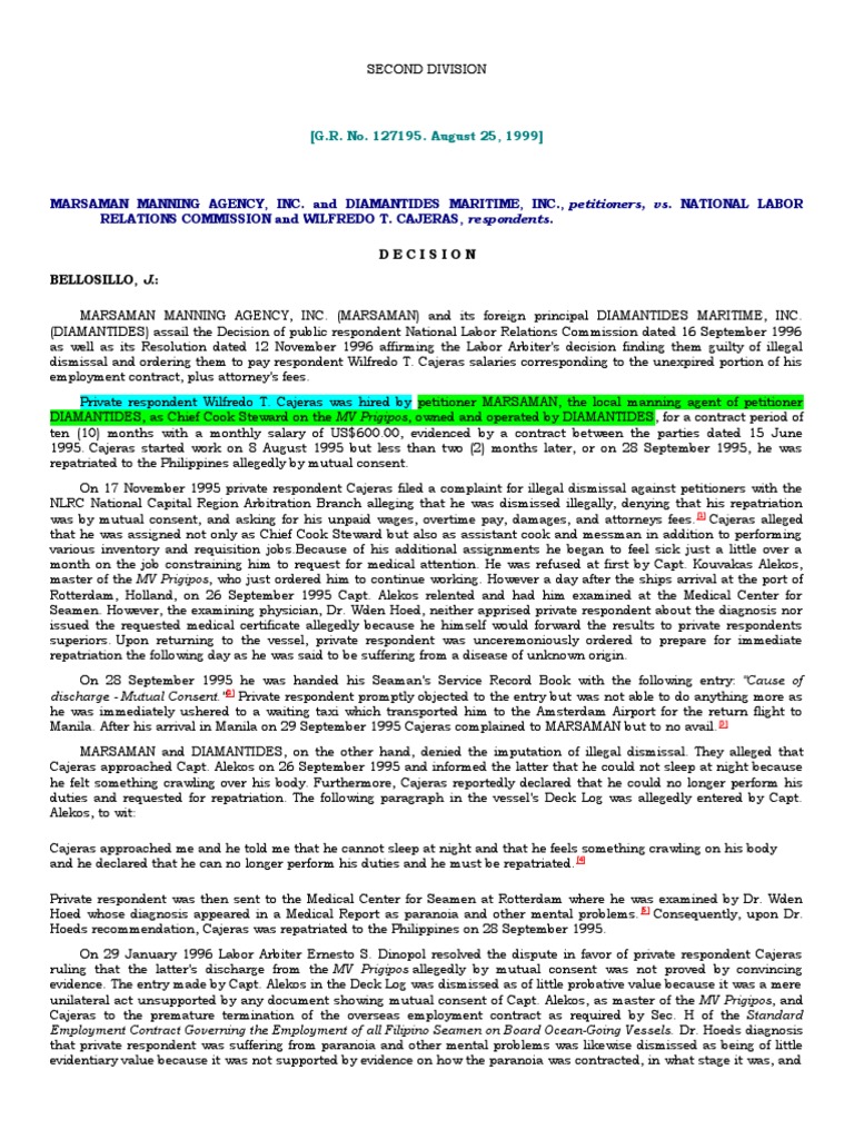 Marsaman Manning Agency, Inc. vs. NLRC | PDF | Employment | Attorney's Fee