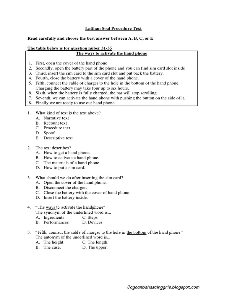 Latihan Soal Teks Prosedur | PDF | Battery (Electricity) | Breads