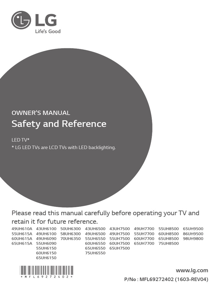 LG LED TV Owners Manual | PDF | Hdmi | Coaxial Cable
