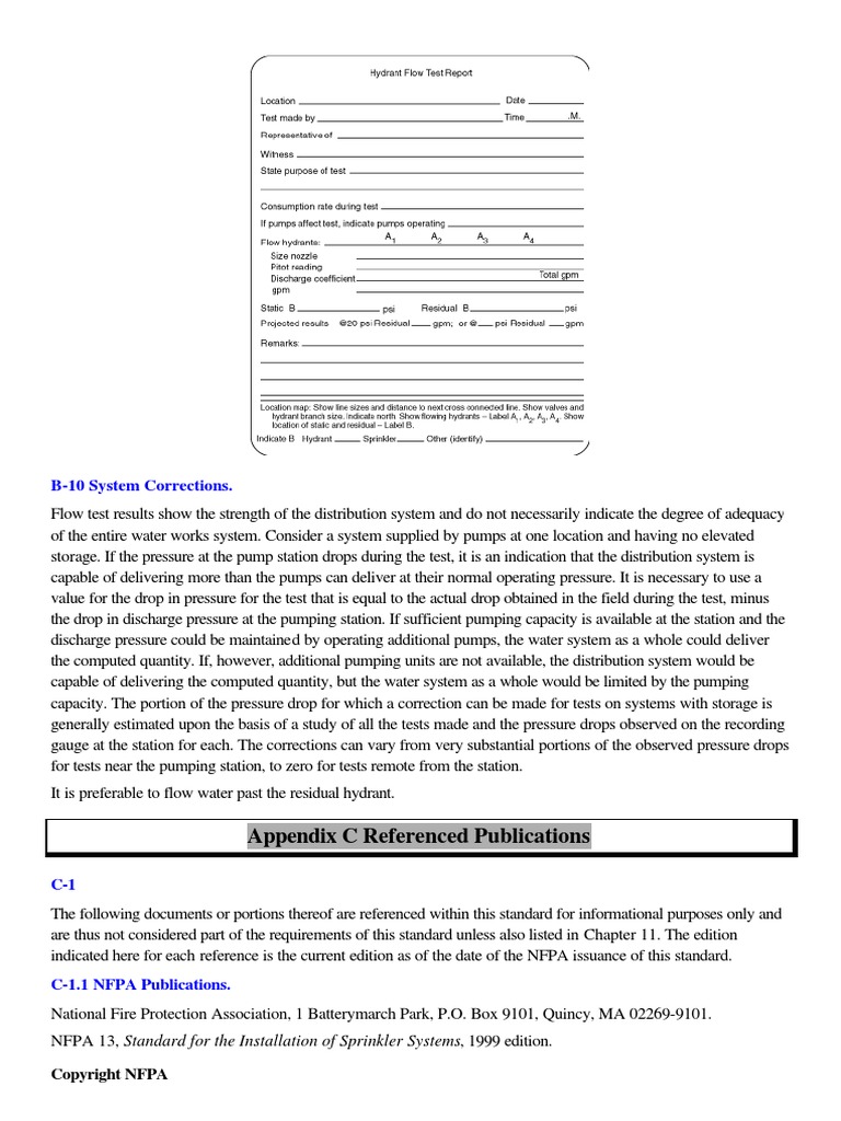 Hydrant Flow Test Report Format