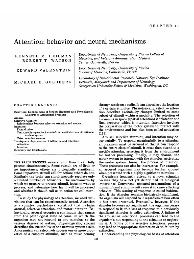 Mecanism of Attention | PDF | Thalamus | Attention