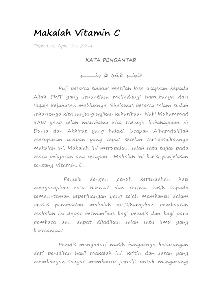Contoh Makalah Vitamin