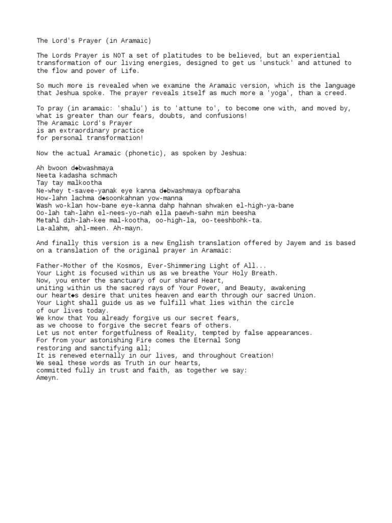 The Secret That Will Transform Your Prayers The Lords Prayer In Aramaic - w3uns95