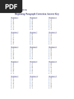 Beginning Paragraph Correction Answer Key