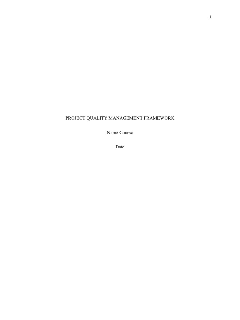 Project Quality Management Framework | PDF | Quality Management ...