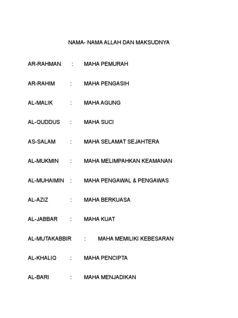 Nama Allah N Maksud Pdf