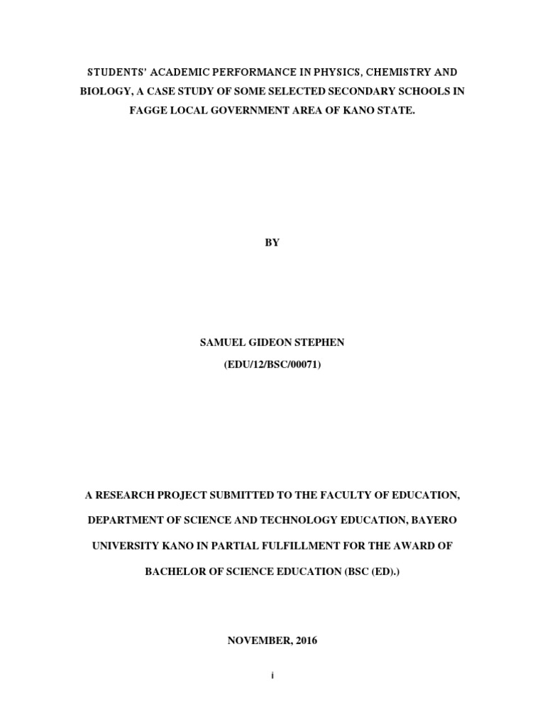 Students Academic Performance in Physics Chemistry and Biology A Case ...