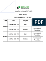 Class Schedule (2017-18) : Date Time Subject Venue