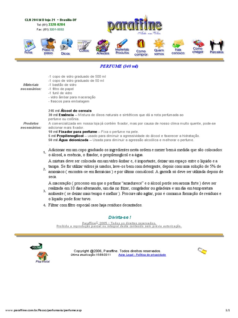 Passo A Passo - Perfume PDF | PDF | Perfume | Etanol