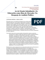 Nef (2000) Estado Subsidiario y Educacion Como Bien de Mercado