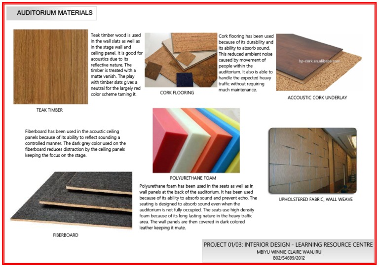 Auditorium Materials PDF | PDF | Economic Sectors | Building Materials