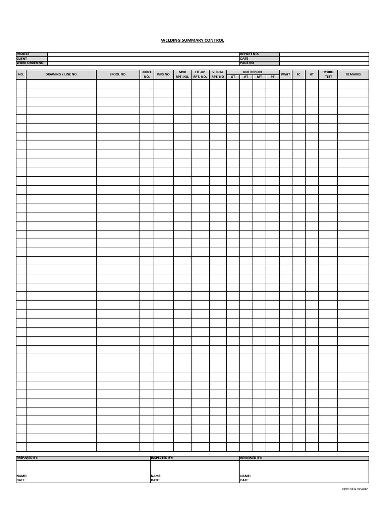 Sample Welding Summary Format | PDF | Nondestructive Testing ...