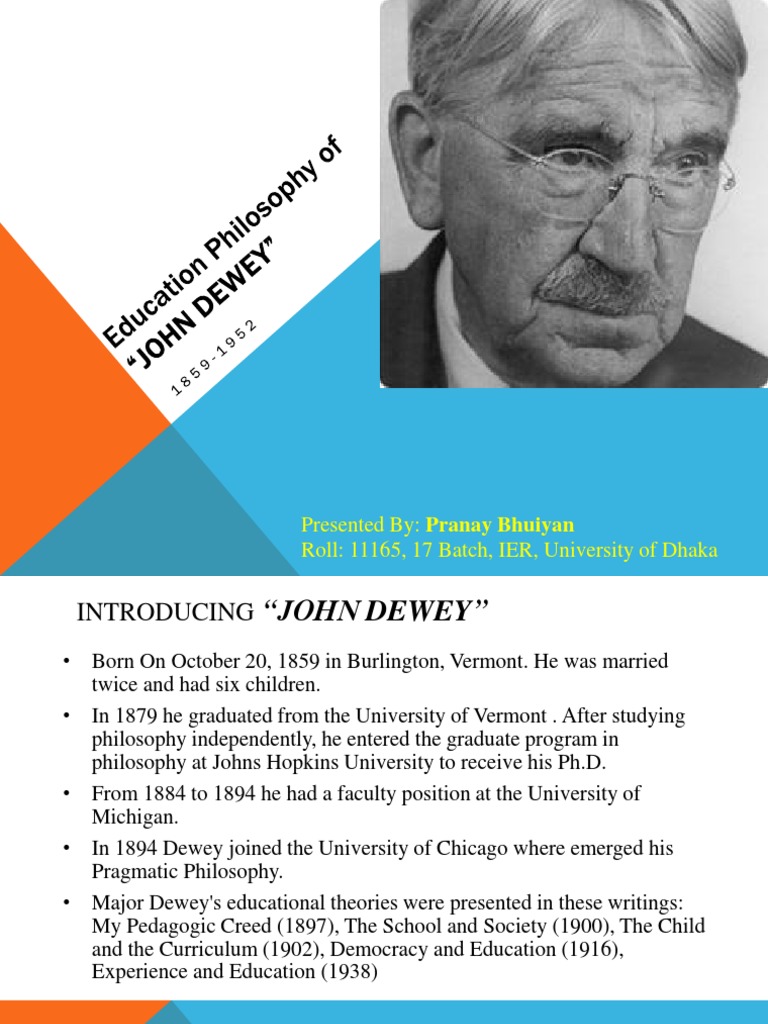 Education Philosophy of John Dewey PDF John Dewey Curriculum
