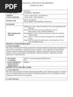 Numerical Methods 1 Semester Syllabus