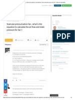 Staircase Pressurization Fan, What Is The Equation To Calculate The Air Flow and Static Pressure For Fan - Bayt PDF