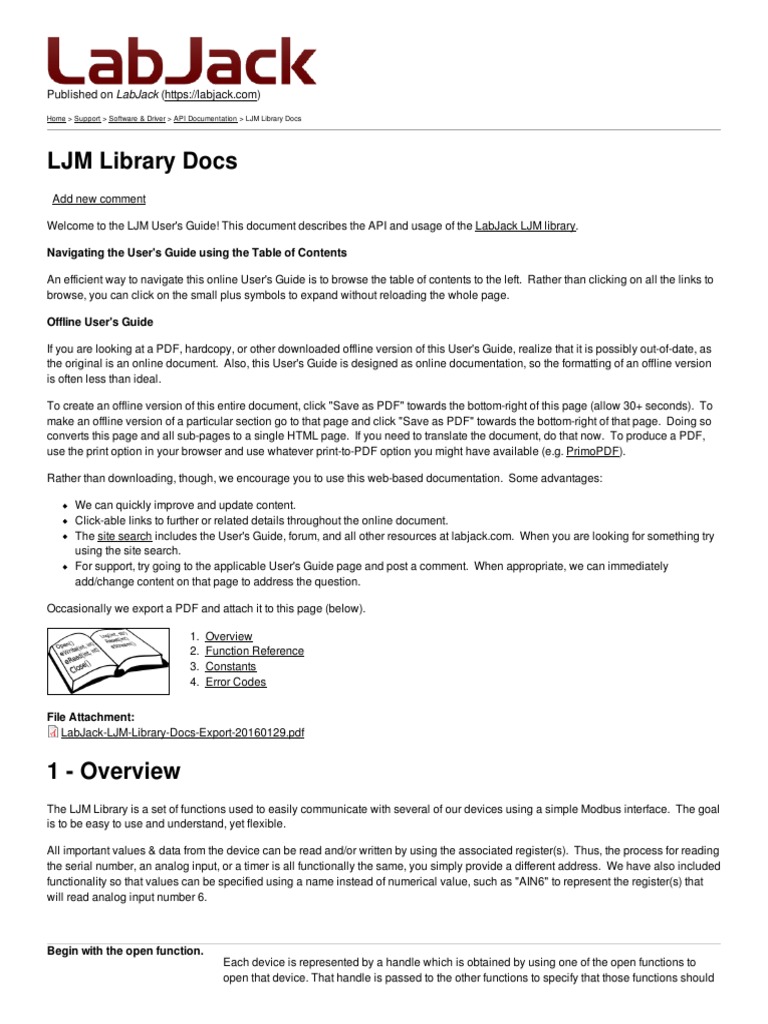 LJM User's Guide for LabJack Devices | PDF | Integer (Computer Science ...