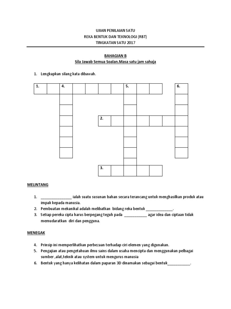 Ujian Satu Rbt T1 Bahagian B 2017 Pdf