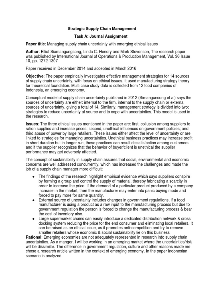 Research paper about supply chain management