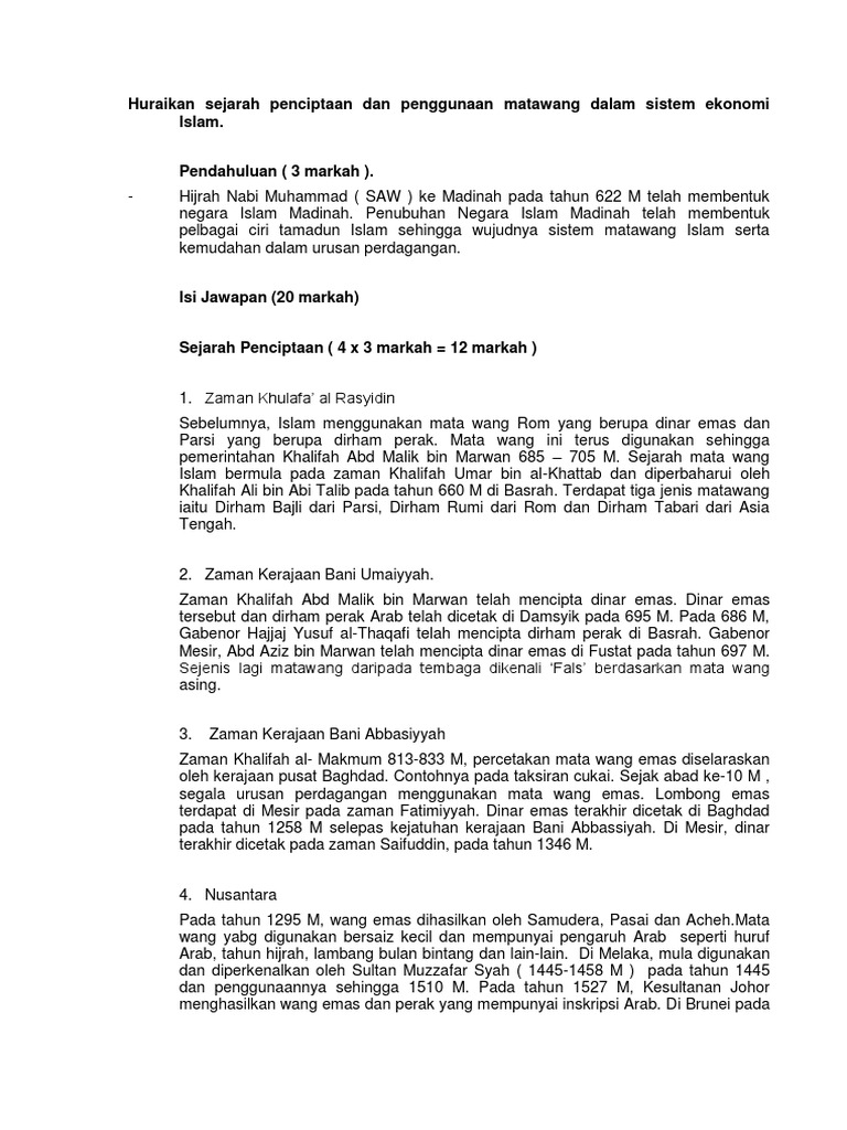 Mata Wang Dalam Sistem Ekonomi Islam Pdf