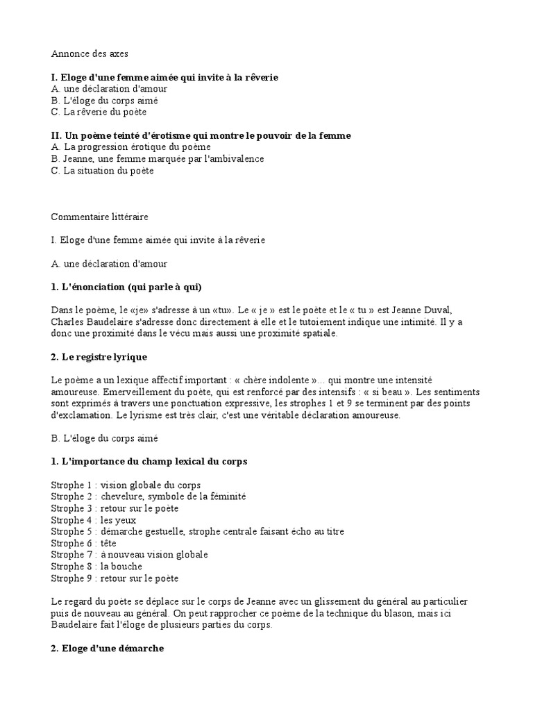 Le Serpent Qui Danse Analyse Linéaire Pdf Le Serpent Qui Danse | PDF | Charles Baudelaire | Poésie