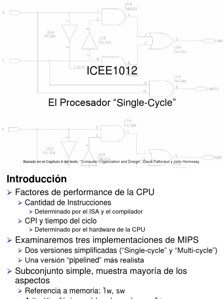 Capitulo 4a - El Procesador Single Cycle | PDF | Unidad Central de ...