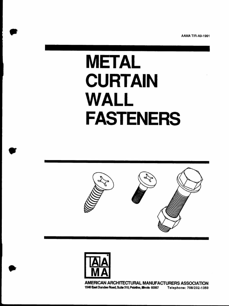 Metal Curtain Wall Fasteners (AAMA TIRA91991) PDF