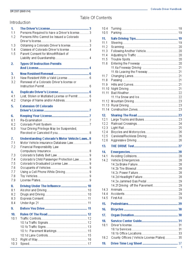Colorado Driver's Handbook PDF Driver's License Identity Document
