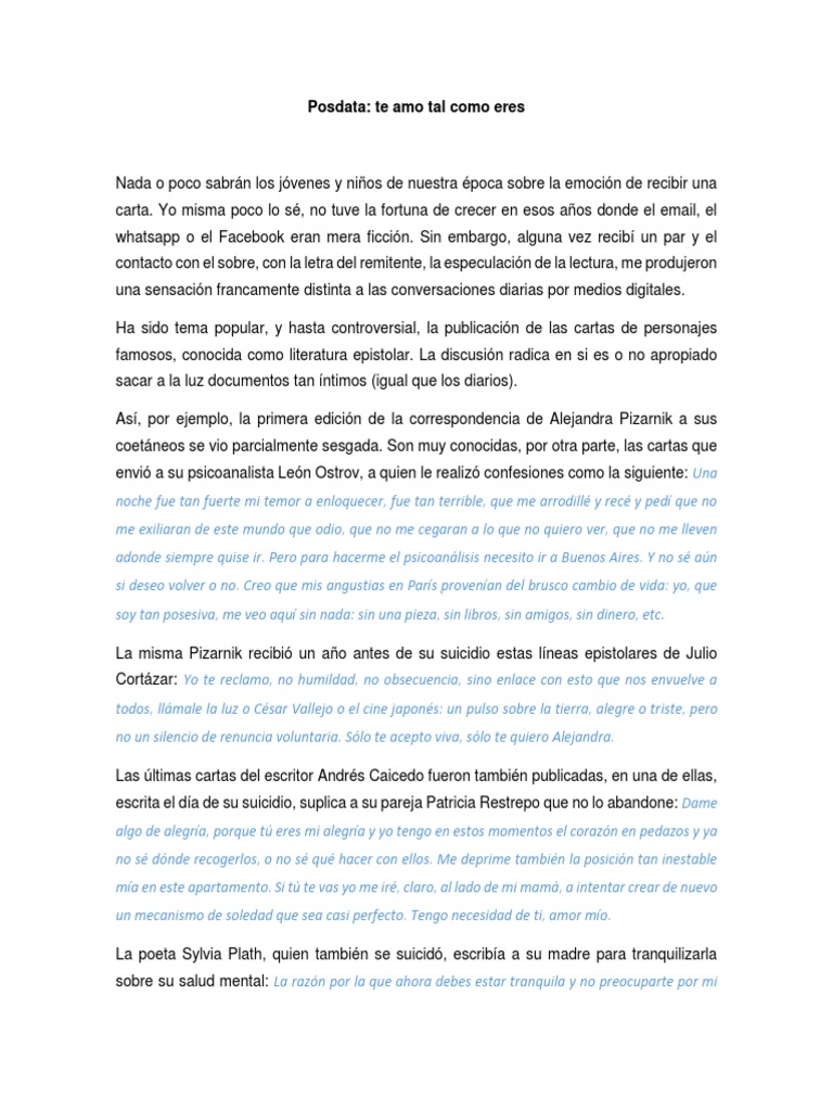 Ejemplos de posdata en cartas de amor | PDF | Epístola | James Joyce