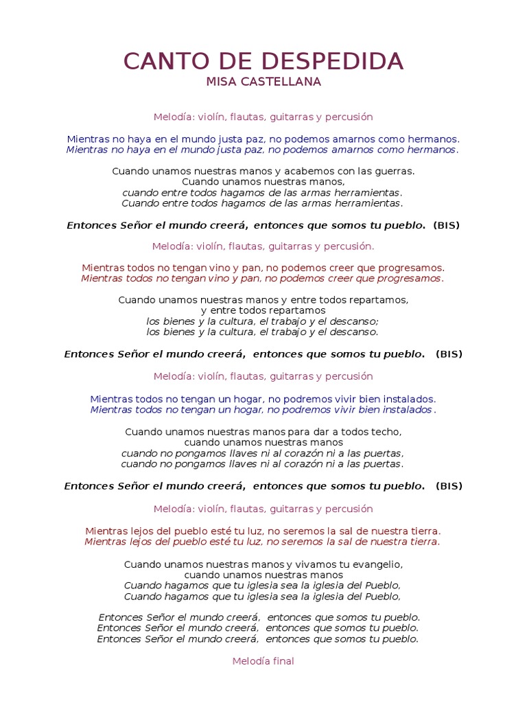 Canto De Despedida Pdf