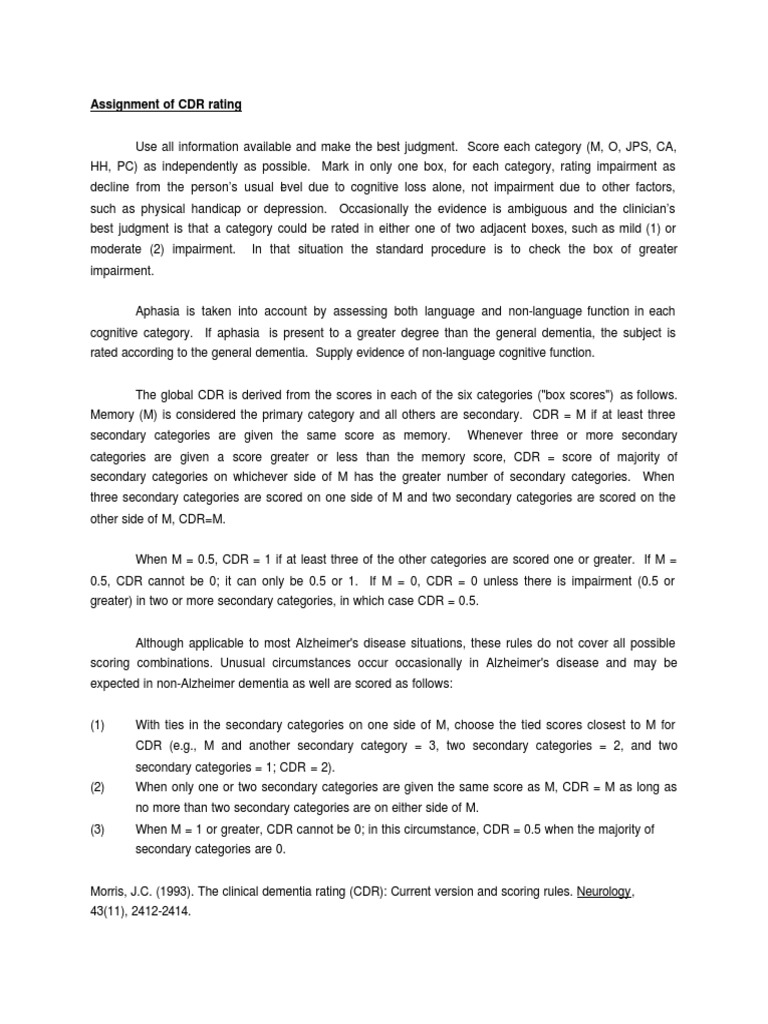 assignment-of-cdr-rating-dementia-clinical-psychology