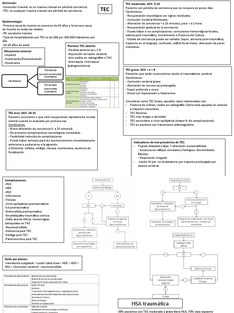 Fisiopatología y Complicaciones del TEC | PDF | Lesión | Enfermedades y ...