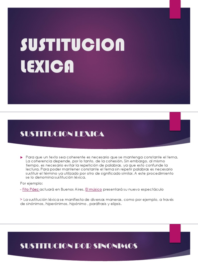 Sustitucion Lexica PDF Sustantivo Pronombre
