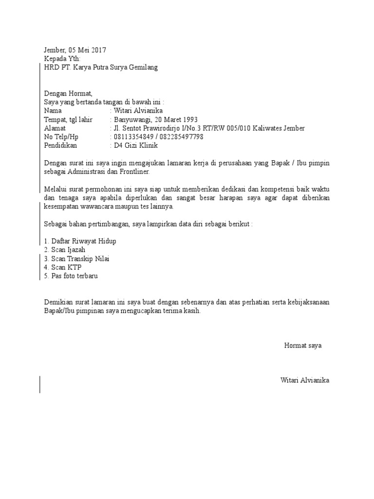 Surat Lamaran KPSG