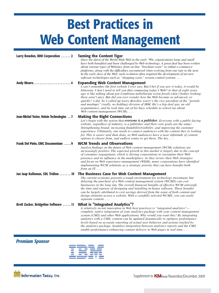 Web Content Management Insights | PDF | World Wide Web | Internet & Web