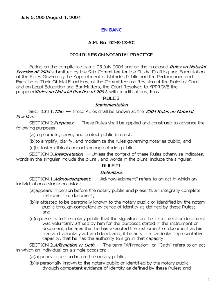Rules on Notarial Practice Notary Public Signature