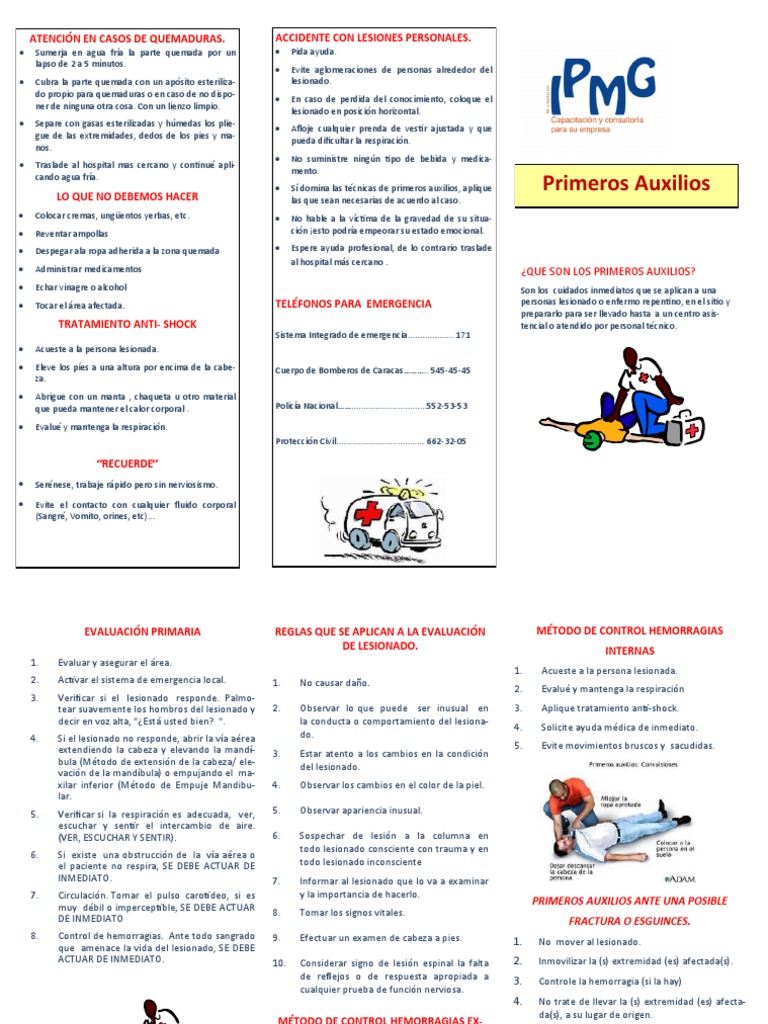 Tríptico PRIMEROS AUXILIOS