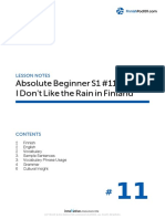 Absolute Beginner S1 #11 I Don't Like The Rain in Finland: Lesson Notes