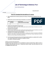 Form For Changing The Description of A Course: To: Dean, ARP Division Date:04.05.2017 Through