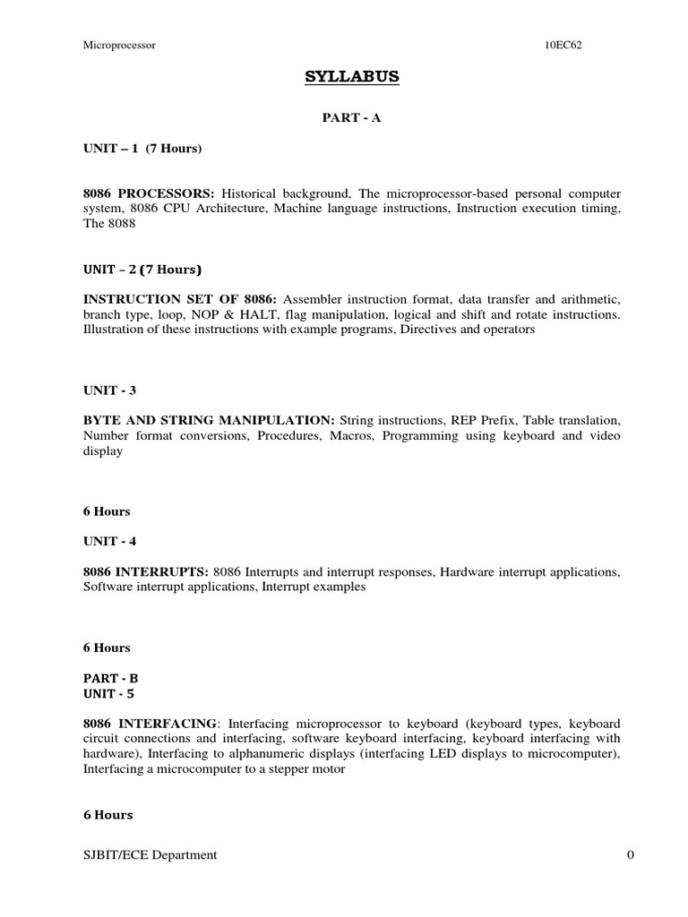 8086 Microprocessor Syllabus Overview | PDF | Bios | Central Processing ...
