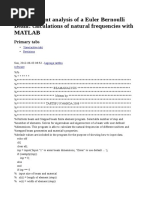 Finite Element Analysis of A Euler Bernoulli Beam: Calculations of Natural Frequencies With Matlab