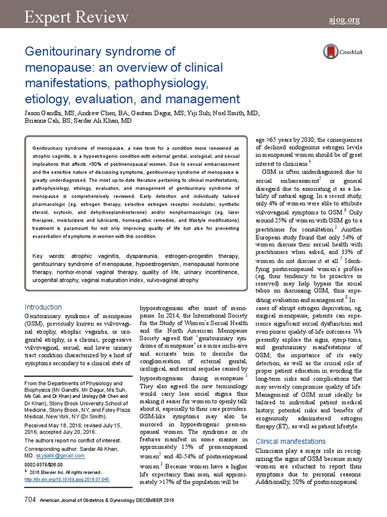 Genitourinary Syndrome of Menopause Vagina Menopause