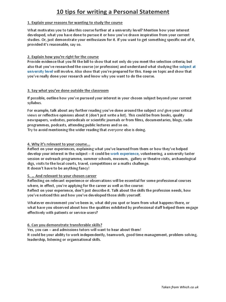 Personal statement examples image