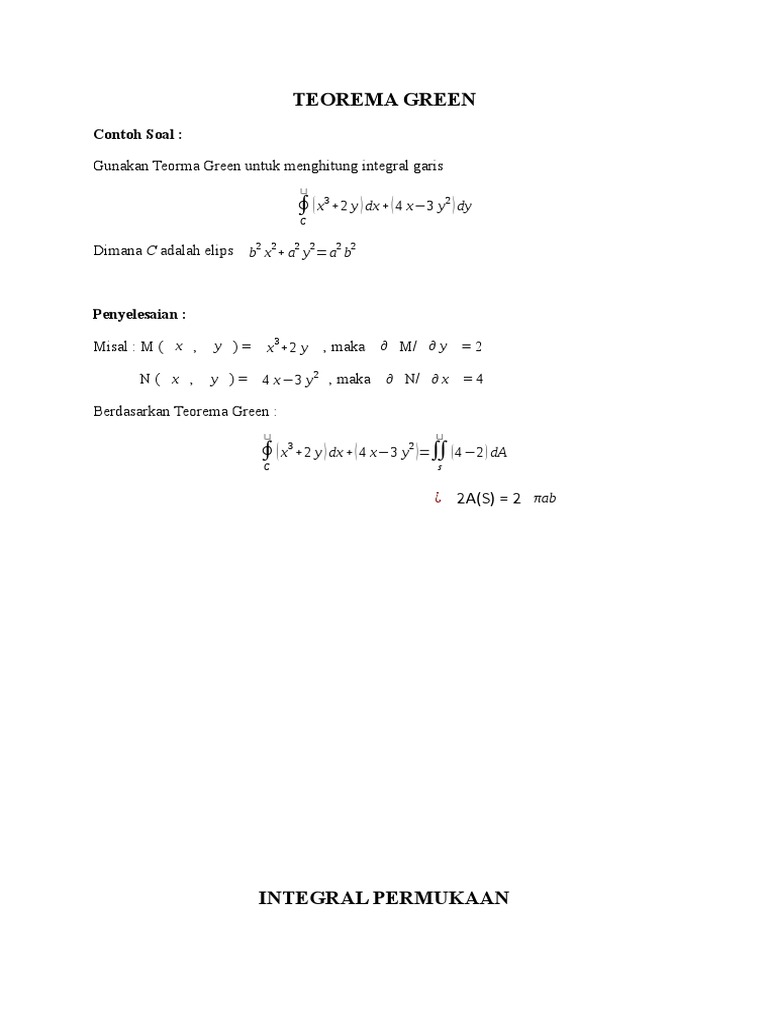 9563 Teorema Green Dan Integral Permukaan