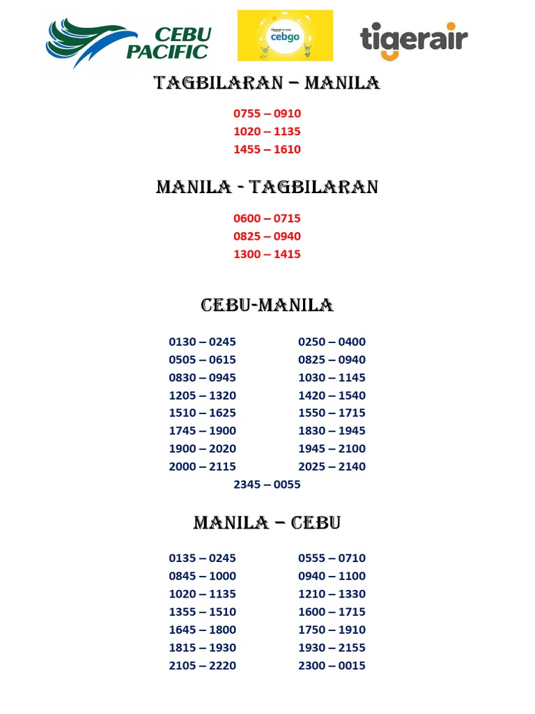 CebuPac Sched | PDF