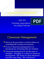 Classroom Management: AEE 535 Teaching Agriculture in Secondary Schools