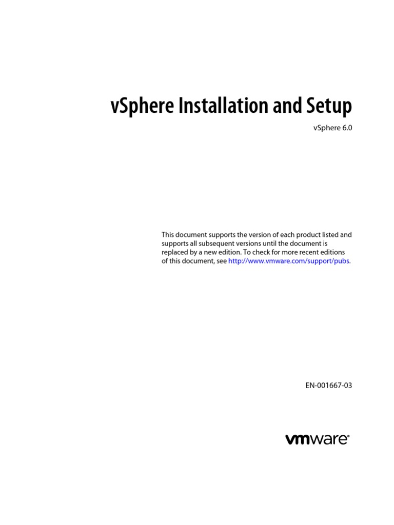 Vsphere Esxi Vcenter Server 60 Installation Setup Guide | PDF | Public ...