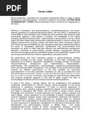 Cover Letter Non Governmental Organization Leadership
