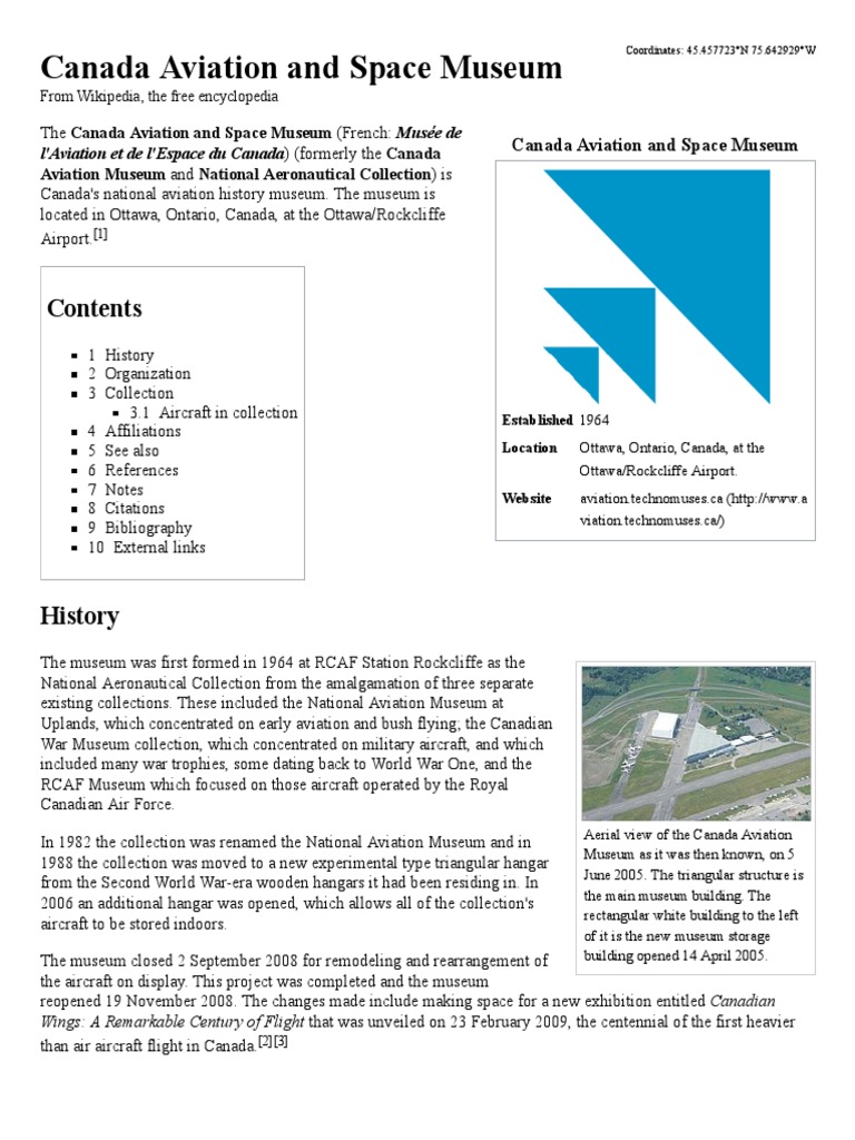Canada Aviation and Space Museum Overview | PDF | Wing Configurations ...